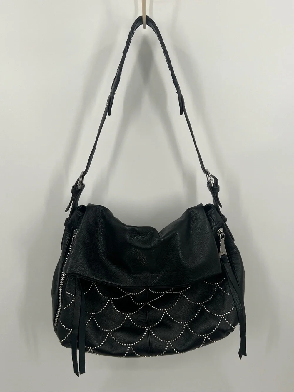 Aimee Kestenberg Bali Black Stud-Accent Hobo Bag